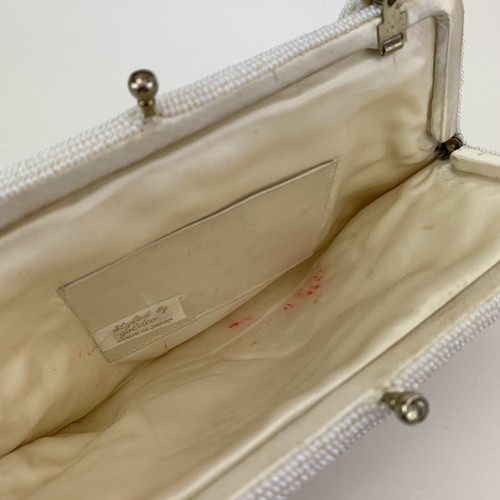 VTG Glass Beaded Clutch Evening Bag Cocktail Wedding 60’s Hide Away Strap Japan - Picture 10 of 16