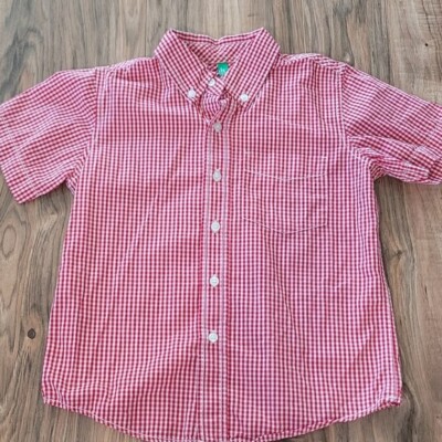 United Colors of Benetton boys red white check button front shirt 4 5