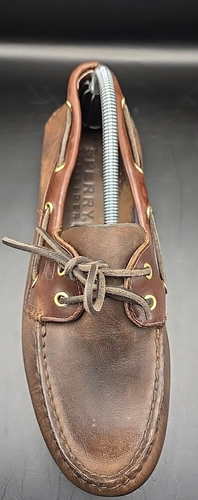 Sperry Top Slider 2 Eye Brown Leather Boat Shoes Size 10 M Leather upper 0195512 - Picture 7 of 16
