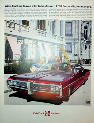 Original Pontiac 1968 ''wide tracking leaves a lot to be desired'' Paper Ad