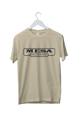 Mesa Beige Medium T-Shirt Classic Logo Guitar Amp Graphic Print Rock Music 