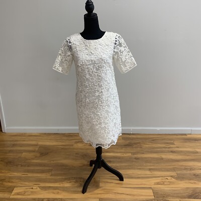 Ann Taylor Women's Lace Overlay Cocktail dress off white | eBay