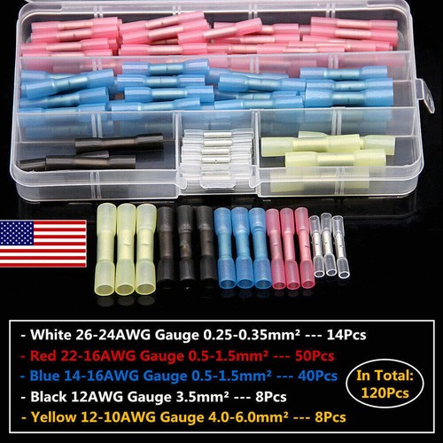 Terminals Heat Shrink Butt Connectors Marine Crimp Wire Splice Waterproof - Picture 20 of 25