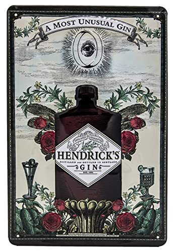 Hendricks Gin - Targa pubblicitaria in stile retrò, in metallo, 30 x 20 (N7g)