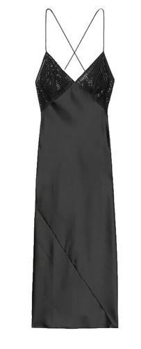 Victoria's Secret Black Lace MEDIUM Very Sexy Satin Lace Trim Mini Slip  Dress | eBay