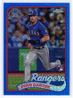 2024 Topps 1989 Chrome Silver Packs Blue Refractor Evan Carter RC