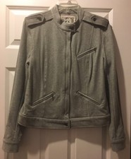 Chelsea & Violet Womens Gray Knit Jacket Top Size Large Full Zip