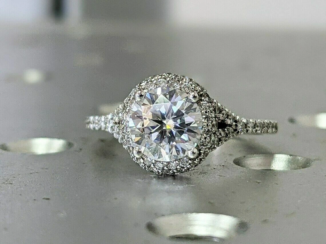 2 Ct Round Cut Moissanite Stone Engagement Wedding Ring 14K