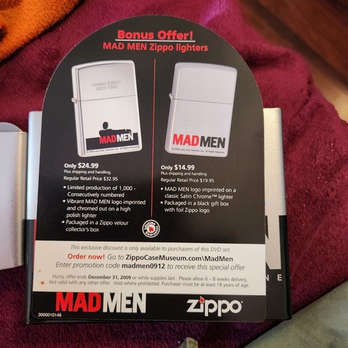 Mad Men DVDs Season One Special Metal Zippo Lighter Case Limited Edition - Picture 6 of 7
