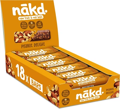 NATURAL BALANCE FOODS Nakd Peanut Delight Natural Fruit & Nut Bars - Vegan - Healthy Snack Gluten Free