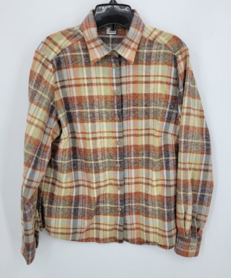 Walbusch Shirt Womens 40 Brown Plaid Flannel Long Sleeve Button Up Casual