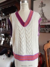 Wild Fable Cable Knit V Neck Sweater Vest Cream Pink Purple Size Medium BNWT
