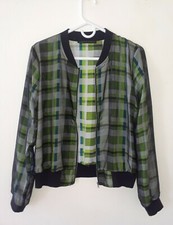 New Women Jacket Size L, Signature 8, Black Transparent Shell, Multicolor Lining