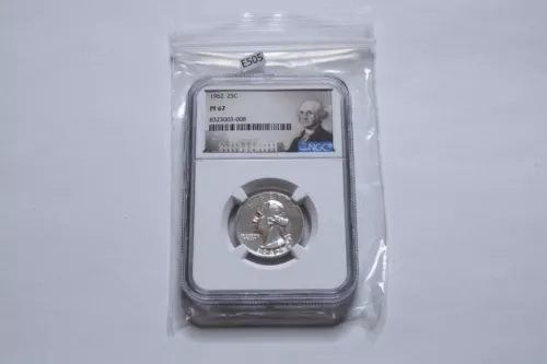 1962 NGC PF67 Proof 90% Silver Washington Quarter!  25C Portrait Label!  E505