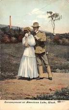 American Lake Washington Encampment Couple Military Antique Postcard K26677