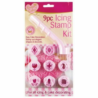 9 Stück Glasstempel Kit Kuchen dekorieren mehrere Formen Glasieren Backen Party UK VERKAUF
