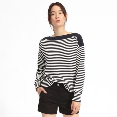 Soft Cotton Knit Boatneck Sweater 