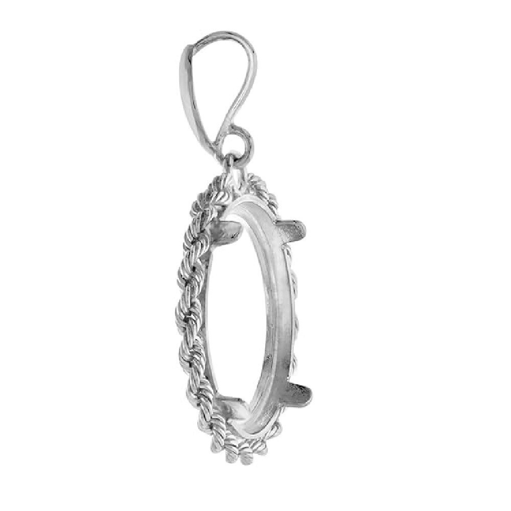 Silver Rope Edge 18 mm Sterling Silver Rope Edge 10 Cent Coin Prong Back Bezel Pendant ...