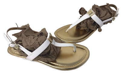 Marc Fisher Women's Ademi Comfort Slingback Sandals White/Gold Size:7 196B