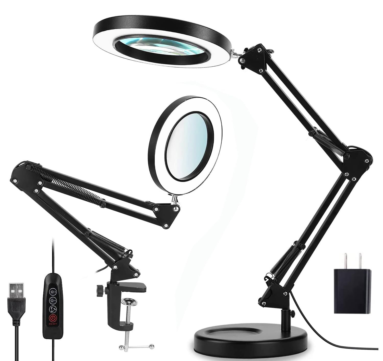 Magnifying Glass with Light and Stand, 10X Magnifying Lamp, 2-in-1 Desk Lamp ...