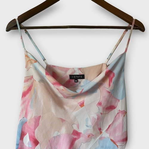 1. State Pastel Floral Watercolor Open Back Adjustable Cami Top Women's Medium - Picture 4 of 15