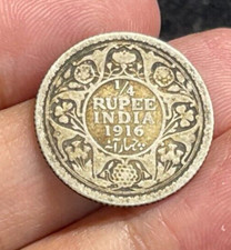 1916 British India 1/4 Rupee silver Coin