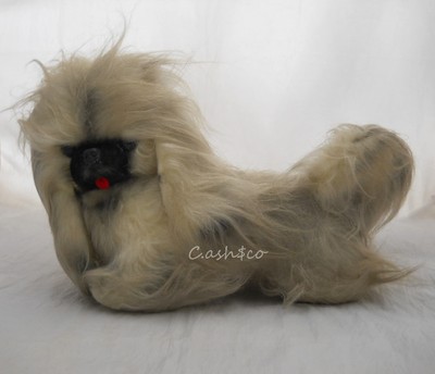 Vintage Pekenese Puppy Dog Long White Gray Hair Large 16 Long