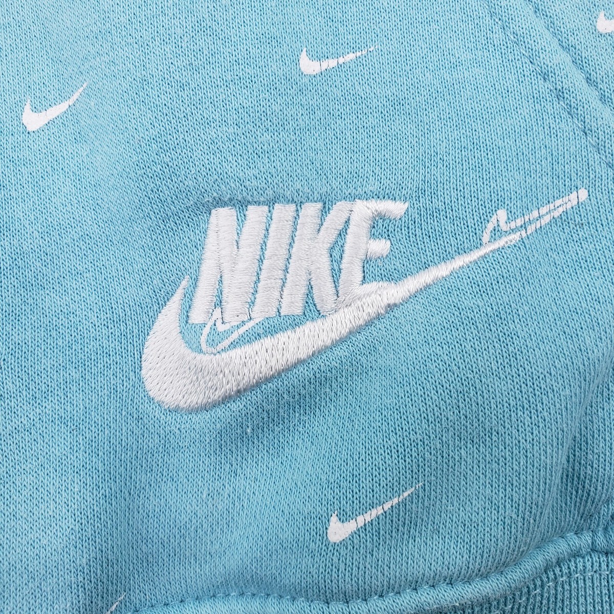 Nike Club Fleece Hoodie All Over Swoosh Print Sweatshirt Blue