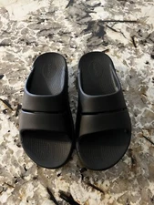OOFOS Sandals Womens 7  Slide Black Slip On Casual Flats Comfort