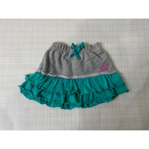 Girl’s Size 4 Mini Skirt Calvin Klein Jean's Grey and Green Elastic Waist - Picture 2 of 7