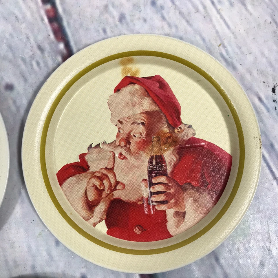 5 Vintage Metal Coasters Santa Claus Coca-Cola Soda Drink Advertising - 3.5" - Image 4 of 4