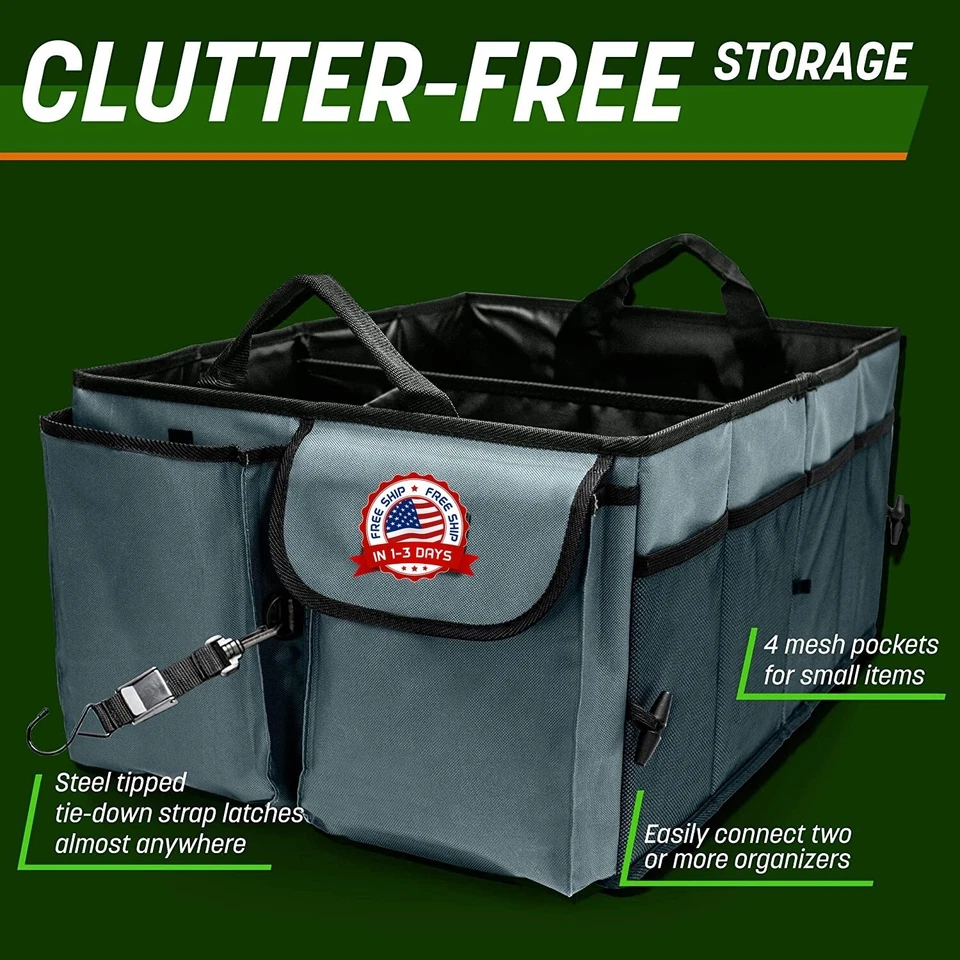 Gran Organizador Plegable Multicompartimento Con Correa Ajustable Para Maletero - Image 3 of 4