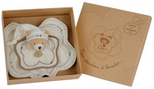 Doudou et compagnie Ours Bear Bar Orso Teddy coton bio à broder plat aïda blanc