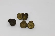 Vtg 4 Warranted Superior & 1 Disston brass saw medallions w/ screws hardware