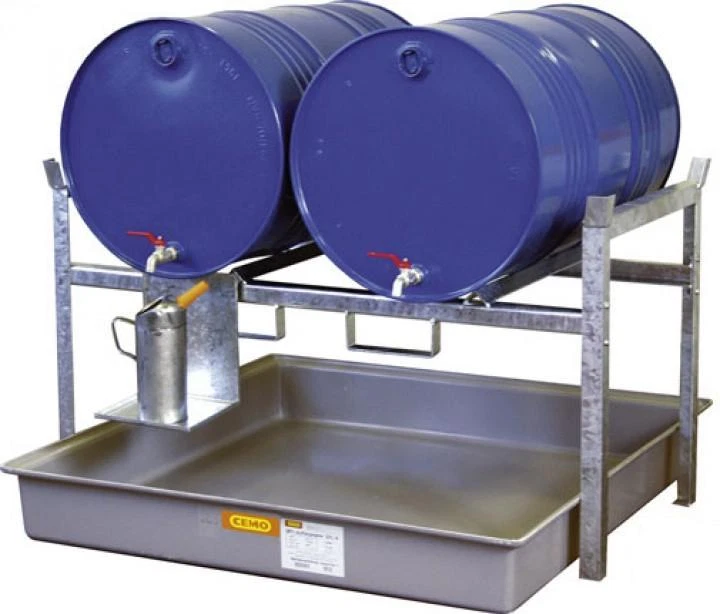 CEMO Fassregal 7670 für 2x200 Ltr. Fässer Faßregal Fasslager mit Auffangwanne