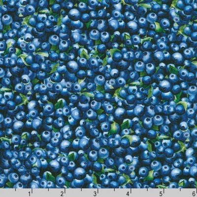 Cotton Blueberry Brunch Packed Fruit Fresh Berries Fabric Print by Yard D576.78