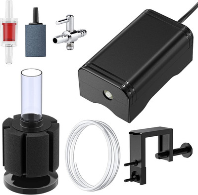 Aquarium Air Pump with Nano Bio Sponge Filter Kit Air Control Valve Airline Tubi