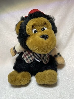 Vintage niederländischer brauner Gorilla-Affe gekleideter Affe Plüschtier Kuscheltier 9 Zoll mit Hut