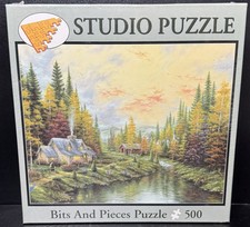 NEW 500 Piece puzzle Pond Colorful Trees with Cottage on River