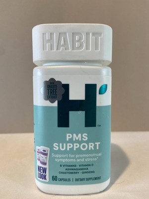 HABIT 60 Count PMS Support Capsules for Premenstrual Symptoms, Stress Exp 8/26