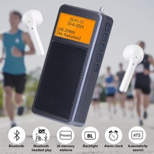 Portable Bluetooth Radio Mini FM Stereo Radio Speaker Alarm Clock Rechargeable