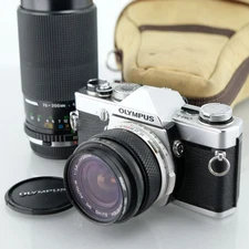 Olympus OM-1N 35mm SLR Film Camera + 28mm & 75-200mm Lens Kit Manual Focus