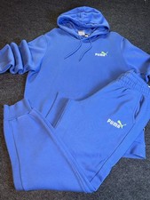 Lightly faded blue Puma Men s Tracksuit Green Puma Logo Activewear Size m Comfy