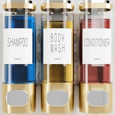 Shampoo and Conditioner Dispenser,Shower Soap Dispenser 3 Chamber No Drill Wall