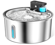 Wireless Cat Water Fountain Stainless Steel - 3.2L/108oz Cordless Pet Water F...