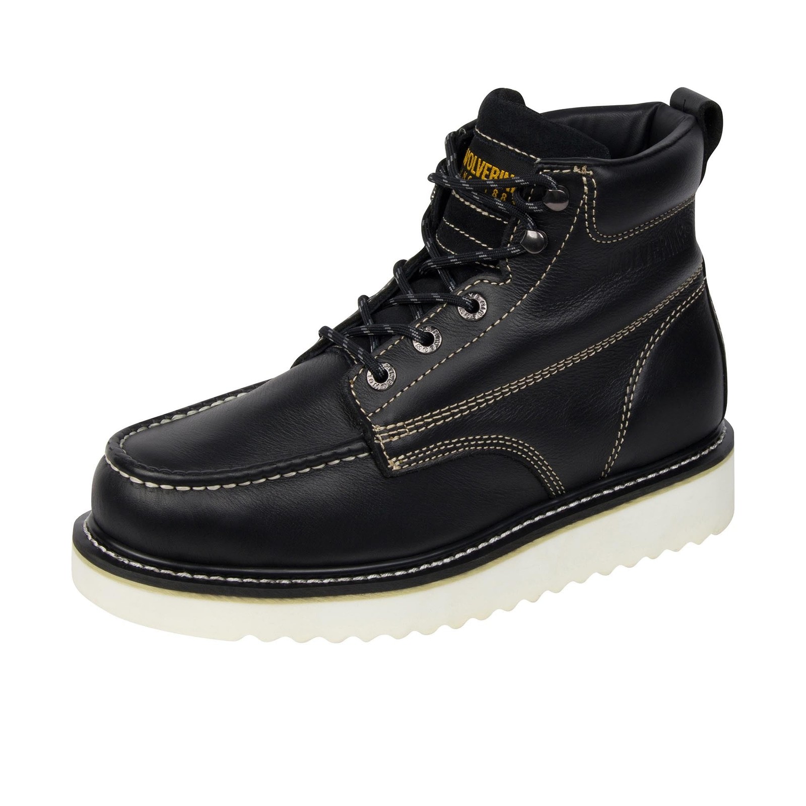 Black Mens 6-Inch Moc Toe Construction Work Boots Size 9.5 Safety Shoes