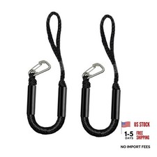 Bungee Dock Line with Hook for Boats 2FT 2 Pack, Stretchable Boat 2 feet Black