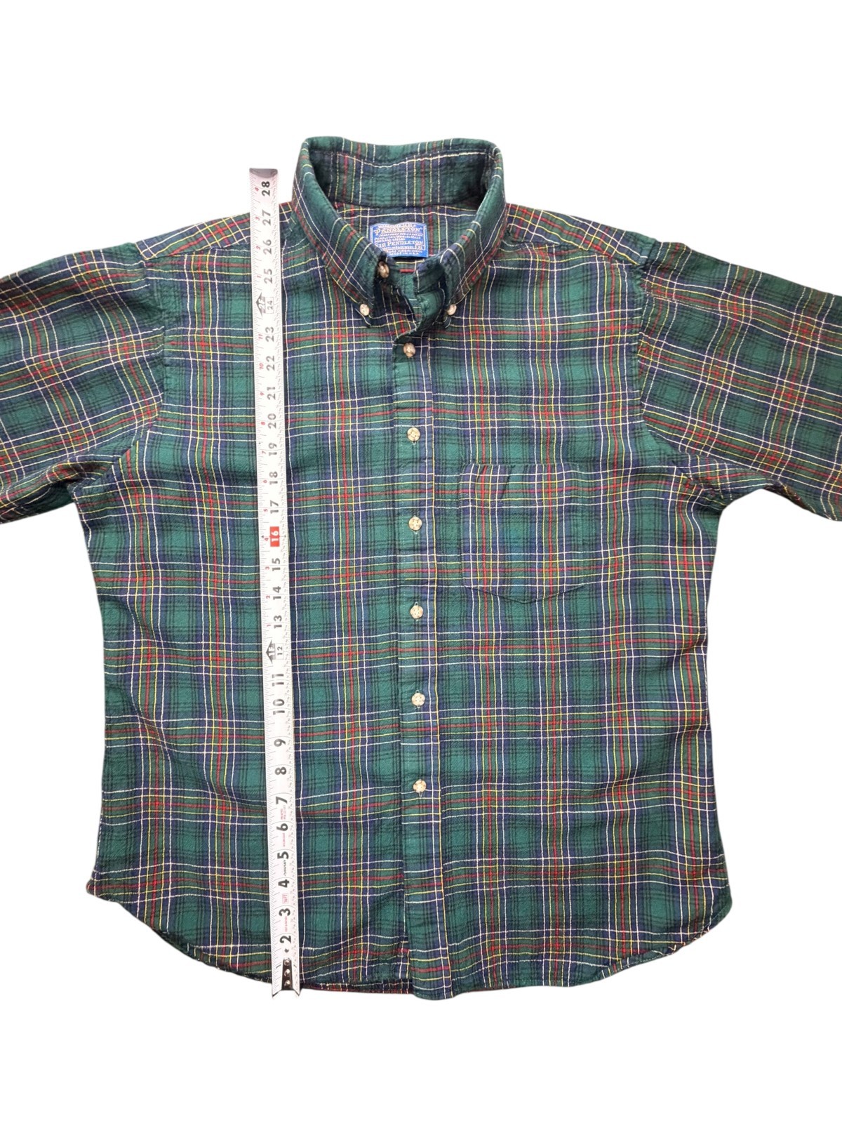🔥 Pendleton Green Plaid Wool Button-Down Shirt M… - image 10
