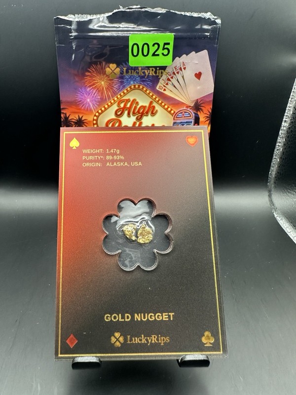 LuckyRips Alaska USA Natural Gold Nugget 1.47g Purity 89-93% Gold