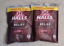 Halls Relief Sugar Free Black Cherry Flavor Cough Drops, Economy Pack 70ct 2pk